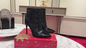 Ботильоны женские в стиле Christian Louboutin So Kate Booty из текстиля с блестящей отделкой
