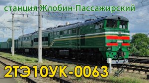 Тепловоз 2ТЭ10УК-0063 на станции Жлобин-Пассажирский