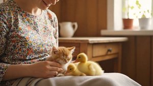 Видео Кот и гусята! Маленькие гусята и котенок. Смотреть видео про животных