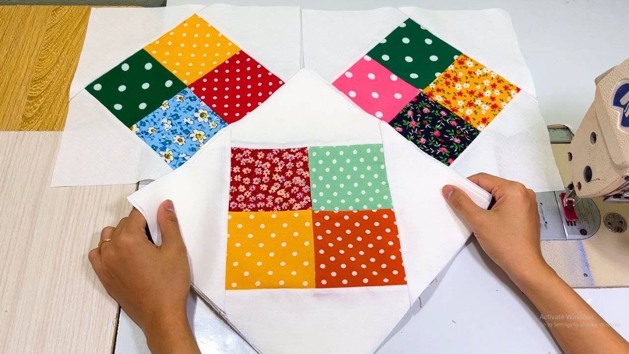 Подробная инструкция как сшить уникальное лоскутное одеяло из 4 квадратов. Просто и эффектно! смотреть онлайн