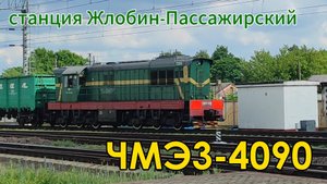 Маневровый тепловоз ЧМЭ3-4090 на станции Жлобин-Пассажирский