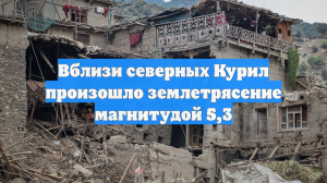 Вблизи северных Курил произошло землетрясение магнитудой 5,3