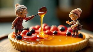 Фруктовый пирог- «Медовый город». Видео от ИИ