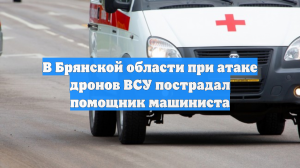 В Брянской области при атаке дронов ВСУ пострадал помощник машиниста