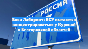 Боец Лабиринт: ВСУ пытаются концентрироваться у Курской и Белгородской областей