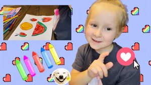 Вика one рисует фломастерами арбуз и другие продукты 🍉 🍊 🍓