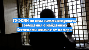 ГУФСИН не стал комментировать сообщения о найденных беглецами ключах от камеры