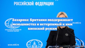 Захарова: Британия поддерживает меньшинства и нетерпимый к ним киевский режим
