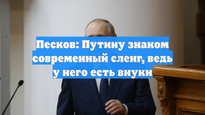 Песков: Путину знаком современный сленг, ведь у него есть внуки