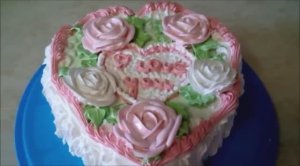 Украшаем торт кремом cake decoration Торт сердце 2