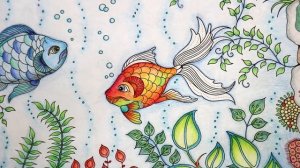 Таинственный сад | Раскраска антистресс | Рыбки в пруду #2