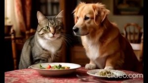 Кот и собака играются