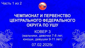 Чемпионат и первенство ЦФО РФ по ушу 2025 года. Ковер 3 (2 день) - юноши, девушки 7-8, 9-11 (1 из 2)