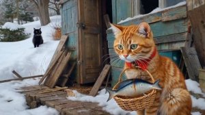 Мультик про рыжую кошку - Отважная кошка Лаки провалилась под лёд! История её чудесного спасения