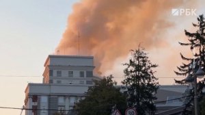 Кадры пожара в здании правительства Украины в Киеве