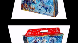 Сладкий новогодний подарок весом 2000 грамм в картонной упаковке