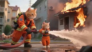 Котик - пожарный