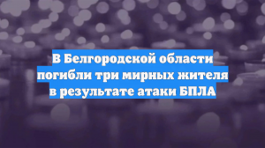 В Белгородской области погибли три мирных жителя в результате атаки БПЛА