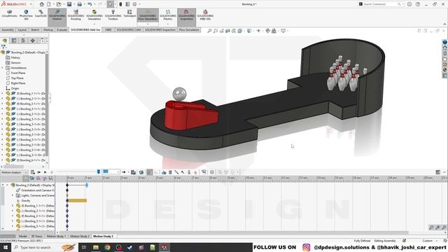Как сыграть в боулинг используя Motion Study в Solidworks