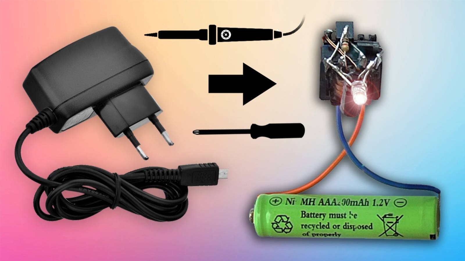 Что можно сделать из телефонного зарядника (фонарик на одной батарейке) смотреть онлайн