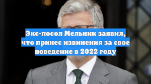 Экс-посол Мельник заявил, что принес извинения за свое поведение в 2022 году