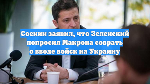 Соскин заявил, что Зеленский попросил Макрона соврать о вводе войск на Украину