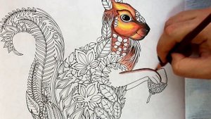 Зачарованный лес | Раскраска антистресс | Осенняя белочка #1