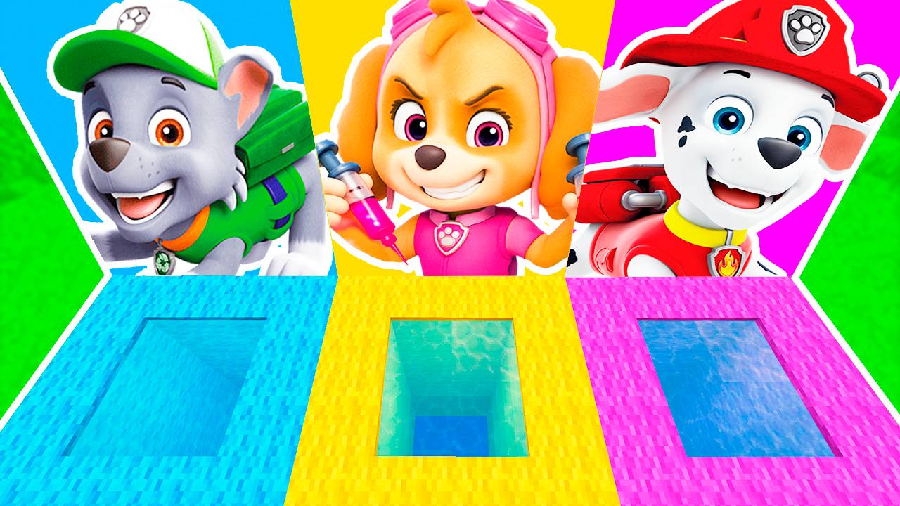 ВЫБЕРИ ПРАВИЛЬНУЮ ЯМУ ПОРТАЛ ЩЕНЯЧИЙ ПАТРУЛЬ в МАЙНКРАФТ ЗОМБАК ЩЕНКИ смотреть онлайн