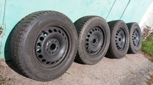 Зимняя шипованная  резина Hankook с дисками. Фольксваген Шкода.