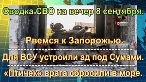 Сводка СВО на вечер 8 сентября. ВСУ бездумно «сжигают» технику в ДНР