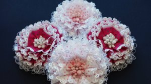 Летние бантики белый розовый малиновый (24211)