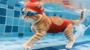 Мультик про играющего котенка - Ныряем, плескаемся и исследуем подводный мир! 🌊😸