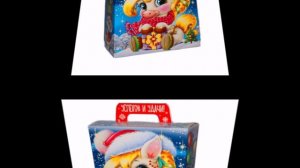 Сладкий новогодний подарок весом 800 грамм в картонной упаковке