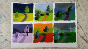 Урок 35. Деревья разных тонов гуашью.