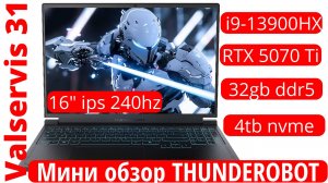 Мини обзор ноутбука THUNDEROBOT на i9-13900HX+ RTX 5070 Ti