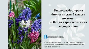 Урок 2. Общая характеристика водорослей