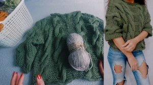 ВЯЗАНИЕ/ Knitting  ДЖЕМПЕР С КОСАМИ ИЗ Kartopu Melange Wool/ Бесплатные мастер классы