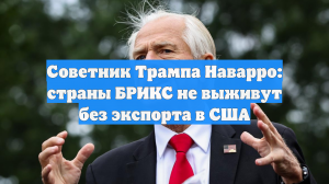 Советник Трампа Наварро: страны БРИКС не выживут без экспорта в США