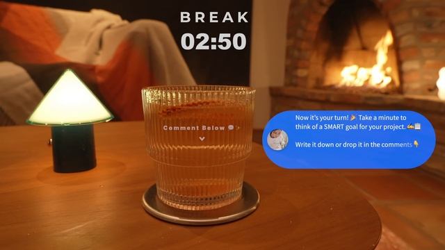3 часа Study With Me by the Fireplace ｜ Fireplace Ambience, Pomodoro Timer 25-5 & Relaxing Breaks