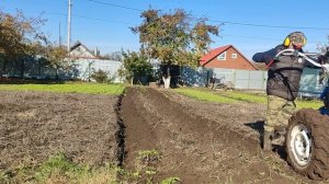 Вспашка всвал Мотоблок Нева МБ23 Yamaha MX300 пашет сам