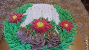 НОВОГОДНИЙ ТОРТ Украшаем торт белково заварным кремом Cake decoration