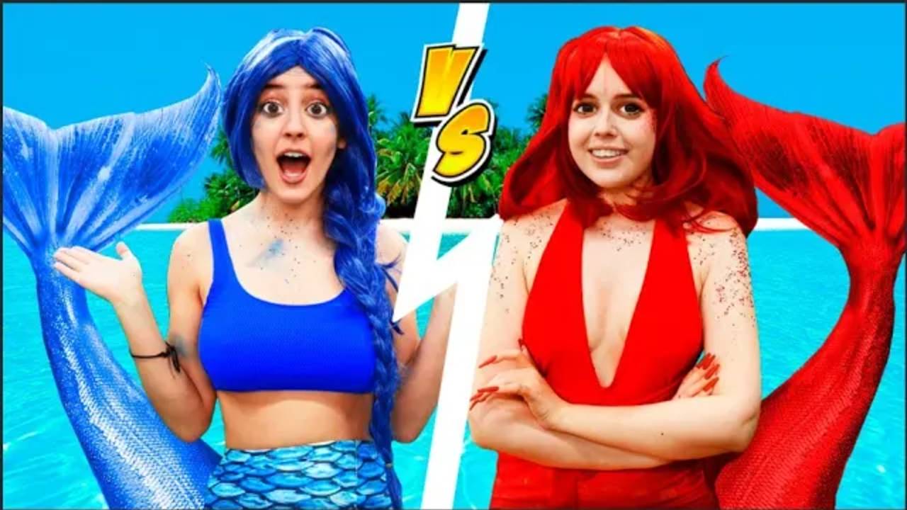 Холодная Vs Горячая русалка в БАССЕЙНЕ Челлендж!