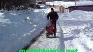 Мотоблок Угра в мороз по снегу