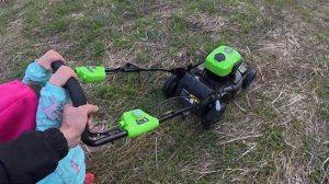 Кошу greenworks 2506807UG с аккумулятором на 5 и 8ач Густая прошл