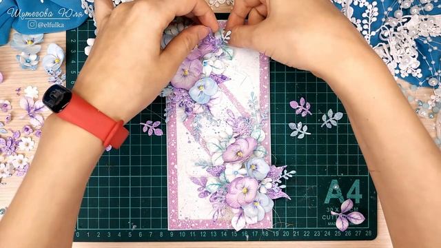 Открытка с анютиными глазками ручной работы на 8 Марта смотреть онлайн