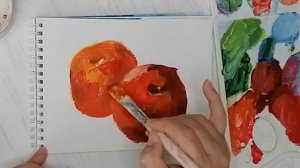 Учусь рисовать яблоки пастозно Гуашь Рисуем с Любовью