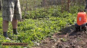 Электрокультиватор patriot в работе.