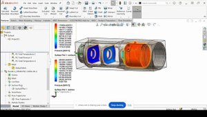 Моделирование давления в дульном тормозе компенсаторе в Solidworks CFD