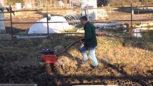 Как пашет целину мотокультиватор Husqvarna TF 338.