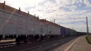 Грузовые поезда и электропоезда на ОП 824 км. Перегон Ку